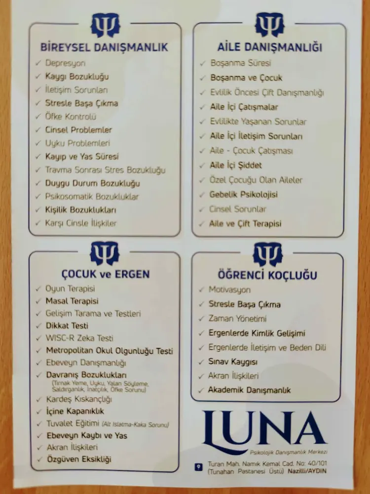 LUNA Psikolojik Danışmanlık Merkezi — Psikologlar, Nazilli · fotoğraf 4